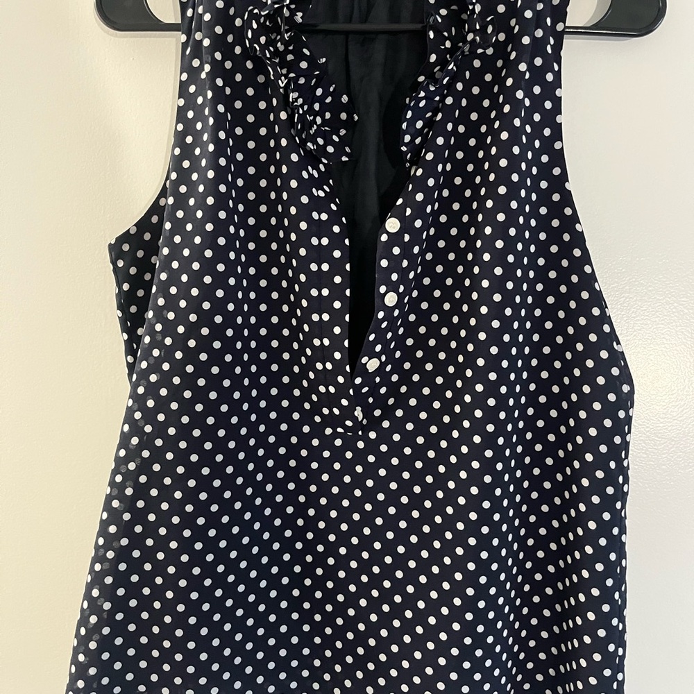 Polka Dot Sleeveless Top - Black and White